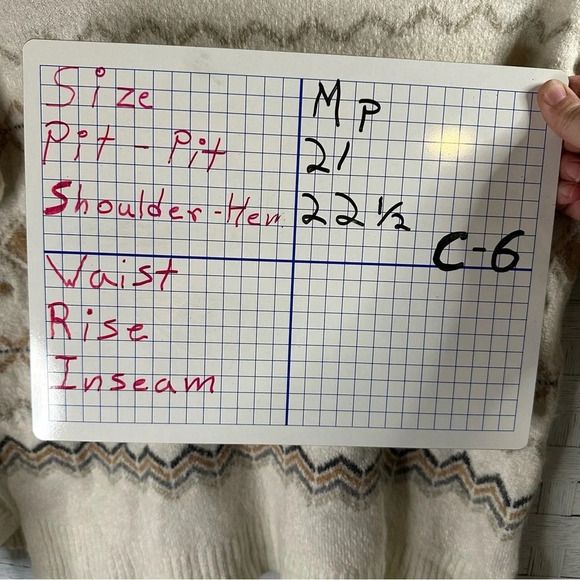 Talbots Fair Isle turtleneck sweater cream tan & gray soft, petite grandmacore - Picture 9 of 9